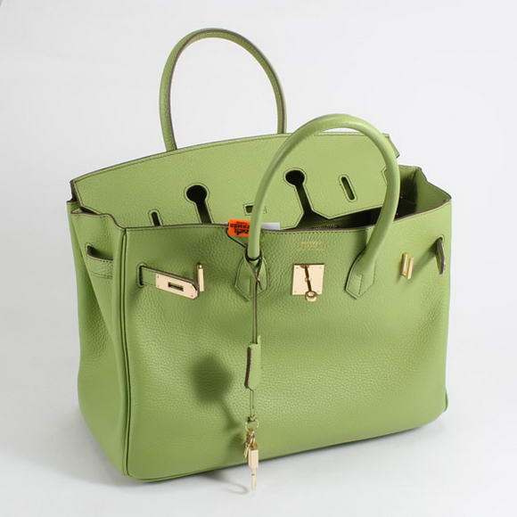 Hermes Birkin 35CM Togo Leather Handbag 6089 Green Golden