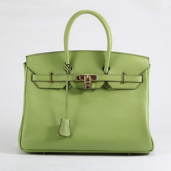 Hermes Birkin 35CM Togo Leather Handbag 6089 Green Golden