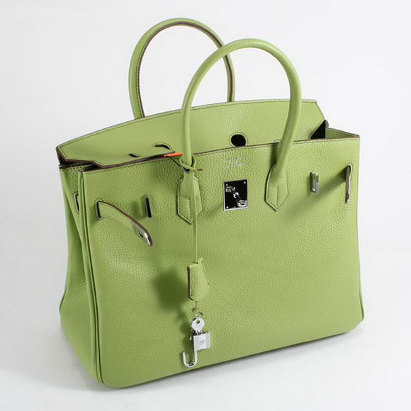 Hermes Birkin 35CM Togo Leather Handbag 6089 Green Silver