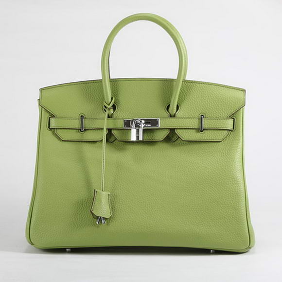 Hermes Birkin 35CM Togo Leather Handbag 6089 Green Silver