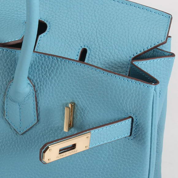 Hermes Birkin 35CM Togo Leather Handbag 6089 Light Blue Golden