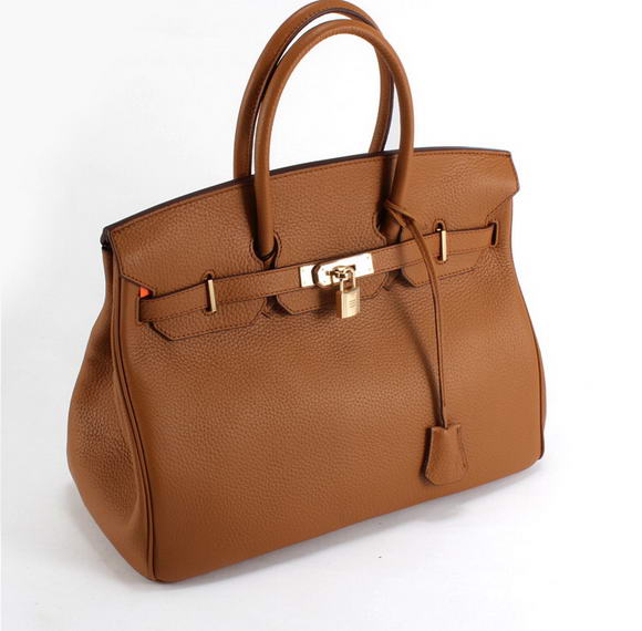 Hermes Birkin 35CM Togo Leather Handbag 6089 Light Coffee Golden