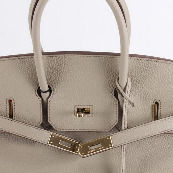 Hermes Birkin 35CM Togo Leather Handbag 6089 Light Grey Golden