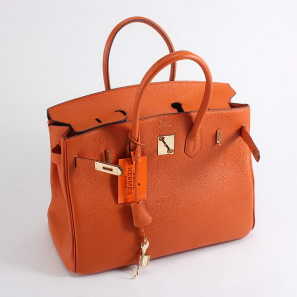 Hermes Birkin 35CM Togo Leather Handbag 6089 Orange Golden