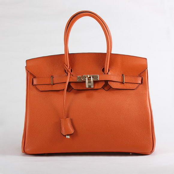 Hermes Birkin 35CM Togo Leather Handbag 6089 Orange Golden