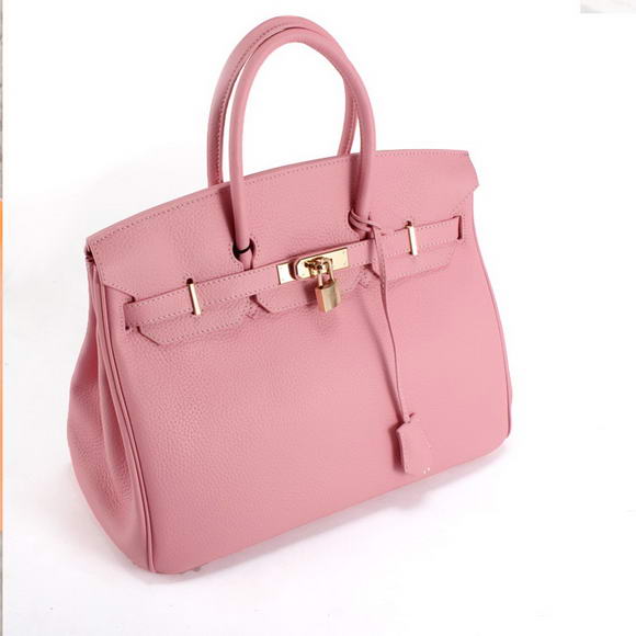 Hermes Birkin 35CM Togo Leather Handbag 6089 Pink Golden