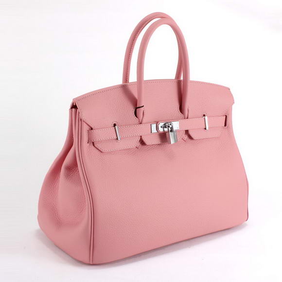 Hermes Birkin 35CM Togo Leather Handbag 6089 Pink Silver