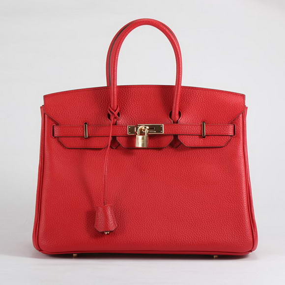 Hermes Birkin 35CM Togo Leather Handbag 6089 Red Golden