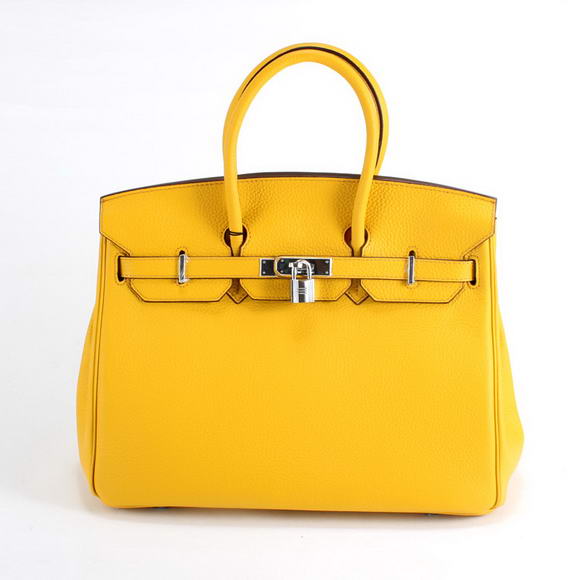 Hermes Birkin 35CM Togo Leather Handbag 6089 Yellow Silver