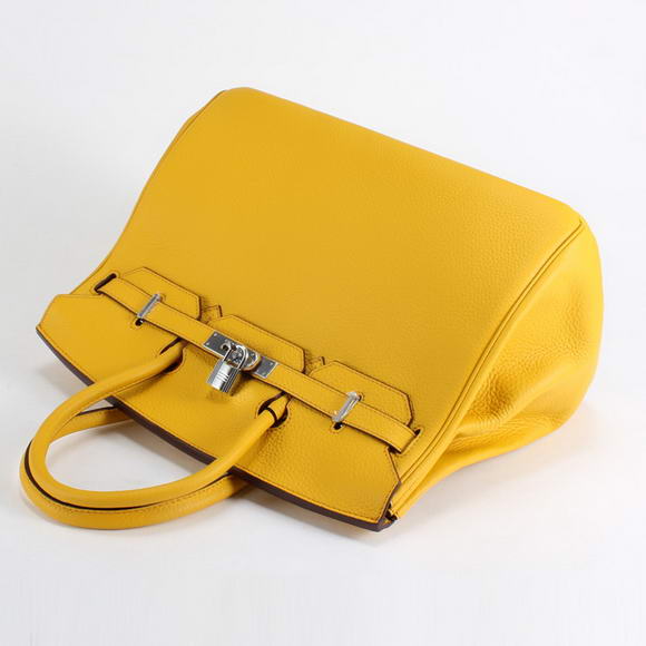 Hermes Birkin 35CM Togo Leather Handbag 6089 Yellow Silver