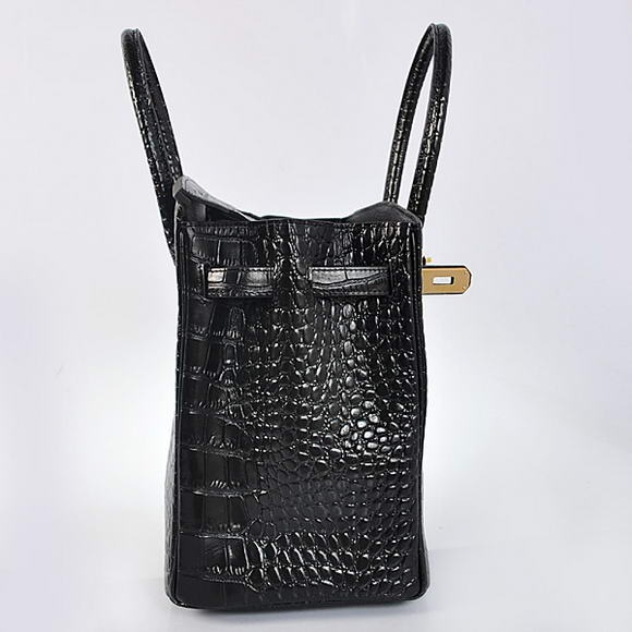 Hermes Birkin 35CM Tote Bags Crocodile Togo Leather Black Golden