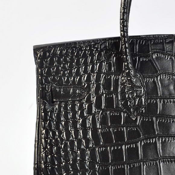 Hermes Birkin 35CM Tote Bags Crocodile Togo Leather Black Silver