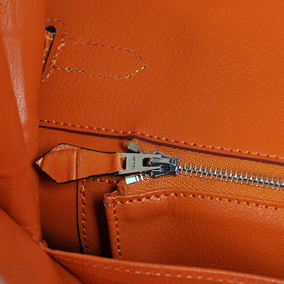 Hermes Birkin 35CM Tote Bags Crocodile Togo Leather Orange Silver