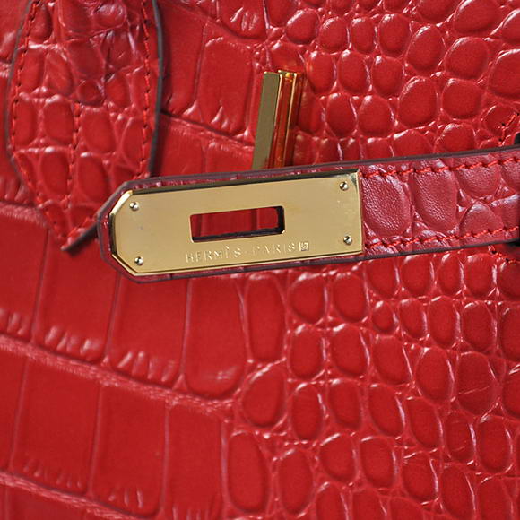 Hermes Birkin 35CM Tote Bags Crocodile Togo Leather Red Golden