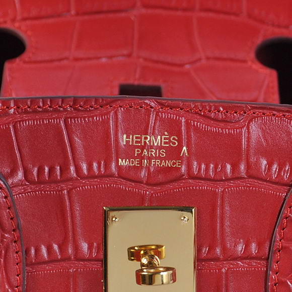 Hermes Birkin 35CM Tote Bags Crocodile Togo Leather Red Golden