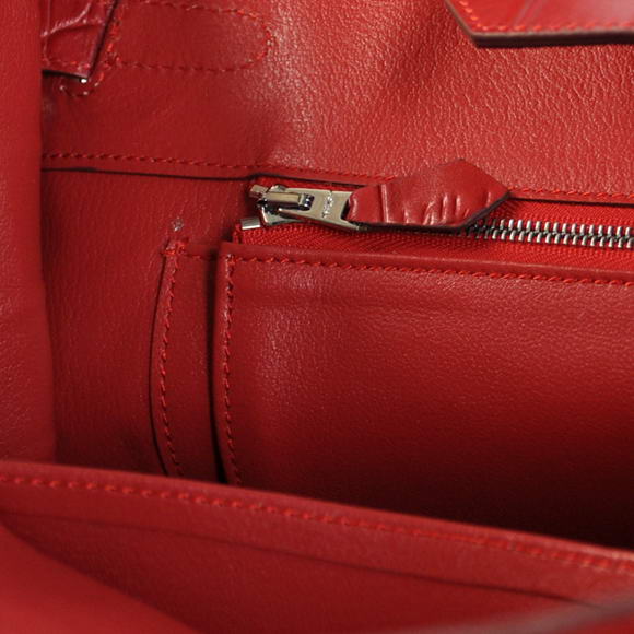 Hermes Birkin 35CM Tote Bags Crocodile Togo Leather Red Silver