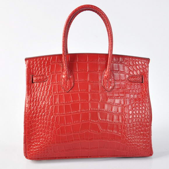 Hermes Birkin 35CM Tote Bags Crocodile Togo Leather Red Silver