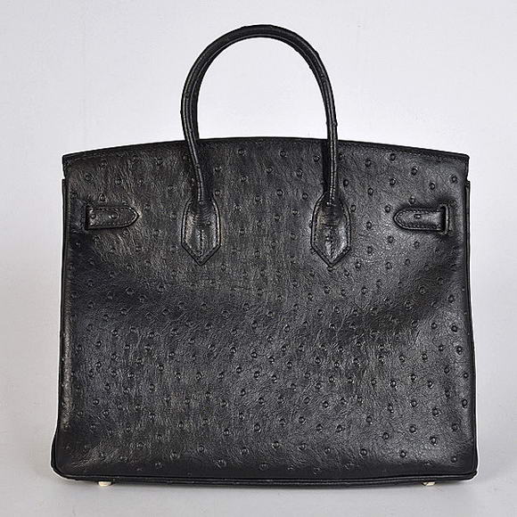 Hermes Birkin 35CM Tote Bags Ostrich Togo Leather Black Golden