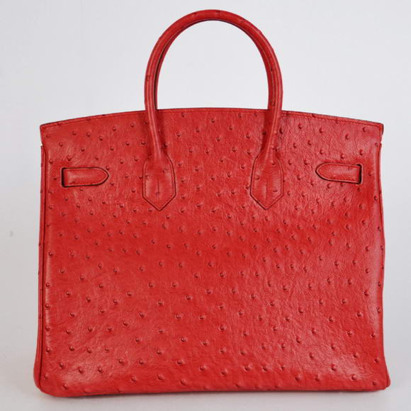 Hermes Birkin 35CM Tote Bags Ostrich Togo Leather Red Silver