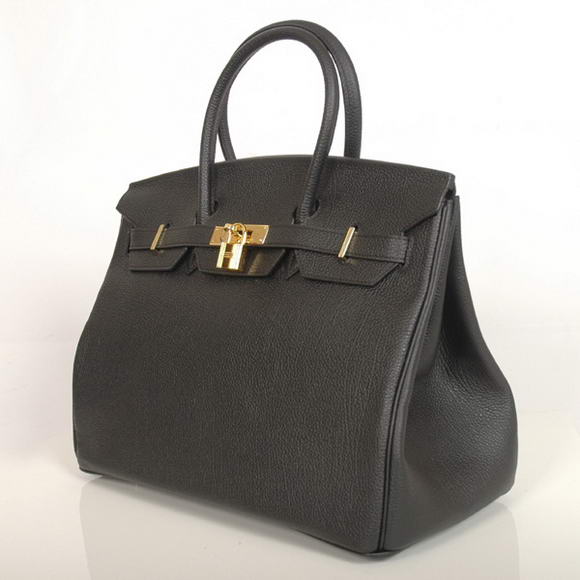 Hermes Birkin 35CM Tote Bags Smooth Togo Leather Black Golden