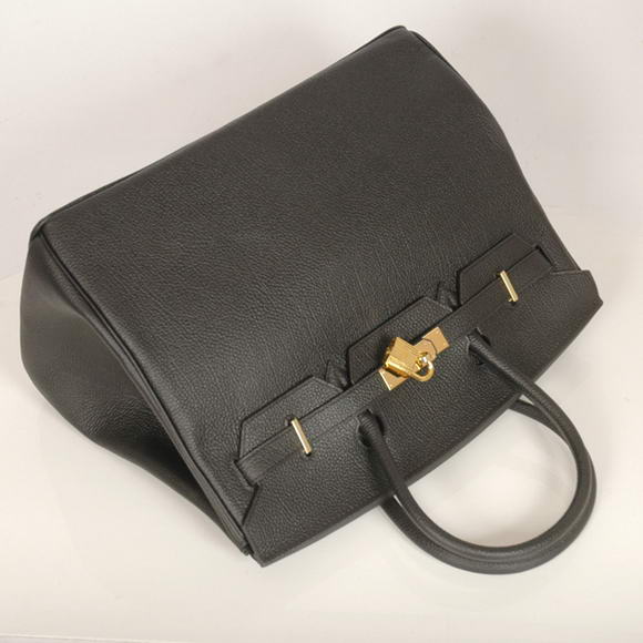 Hermes Birkin 35CM Tote Bags Smooth Togo Leather Black Golden