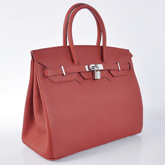 Hermes Birkin 35CM Tote Bags Smooth Togo Leather Bordeaux Silver