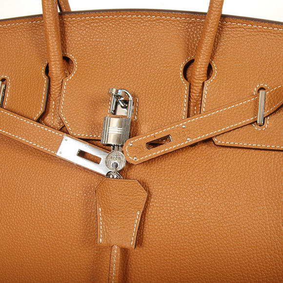 Hermes Birkin 35CM Tote Bags Smooth Togo Leather Camel Silver