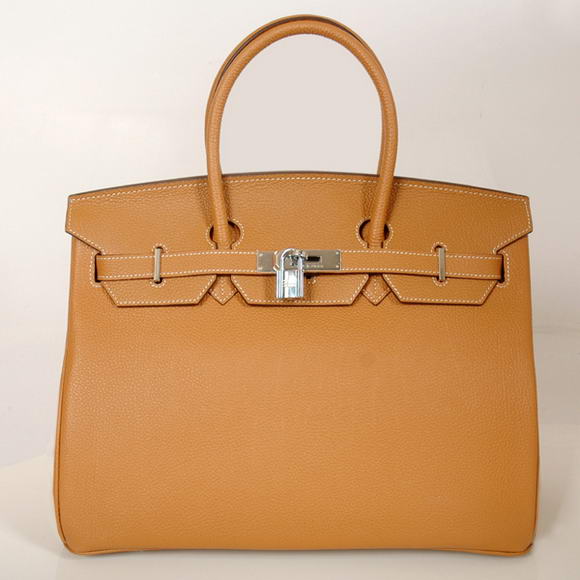 Hermes Birkin 35CM Tote Bags Smooth Togo Leather Camel Silver