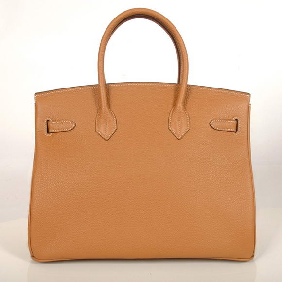 Hermes Birkin 35CM Tote Bags Smooth Togo Leather Camel Silver