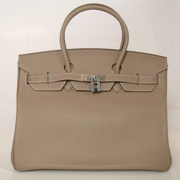 Hermes Birkin 35CM Tote Bags Smooth Togo Leather Dark Grey Silver