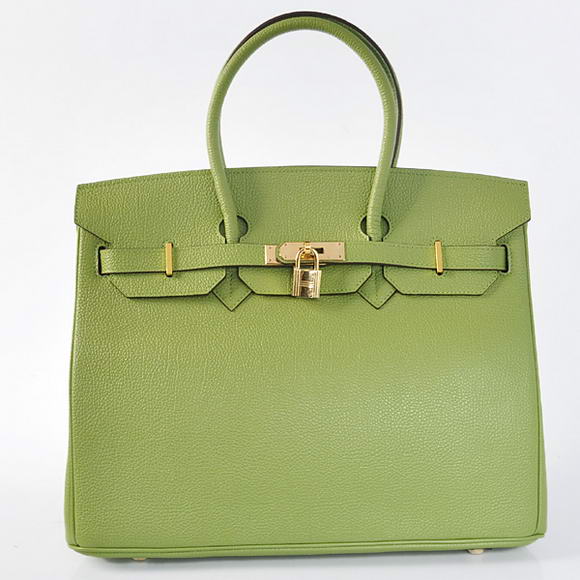 Hermes Birkin 35CM Tote Bags Smooth Togo Leather Green Golden