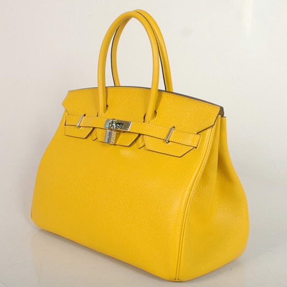 Hermes Birkin 35CM Tote Bags Smooth Togo Leather Turkey Yellow Silver