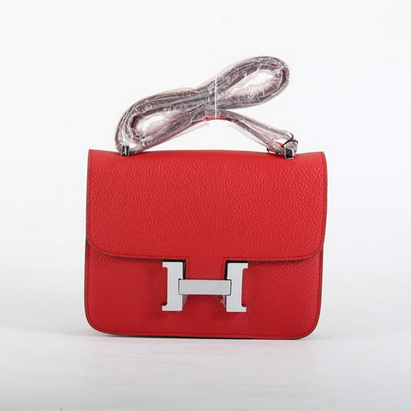 Hermes Constance Bag Red Togo Leather 1622S Silver hardware