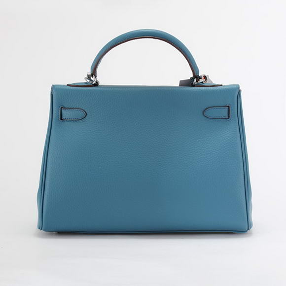 Hermes Kelly 32cm Togo Leather Handbags 6018 Blue Silver