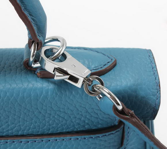 Hermes Kelly 32cm Togo Leather Handbags 6018 Blue Silver