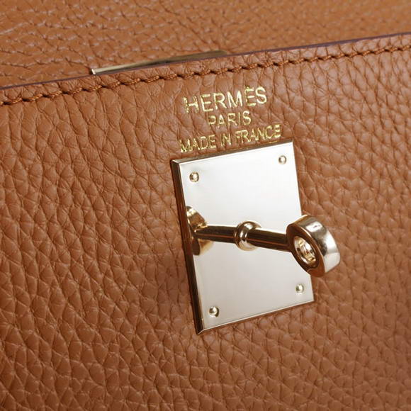 Hermes Kelly 32cm Togo Leather Handbags 6018 Light Coffee Golden