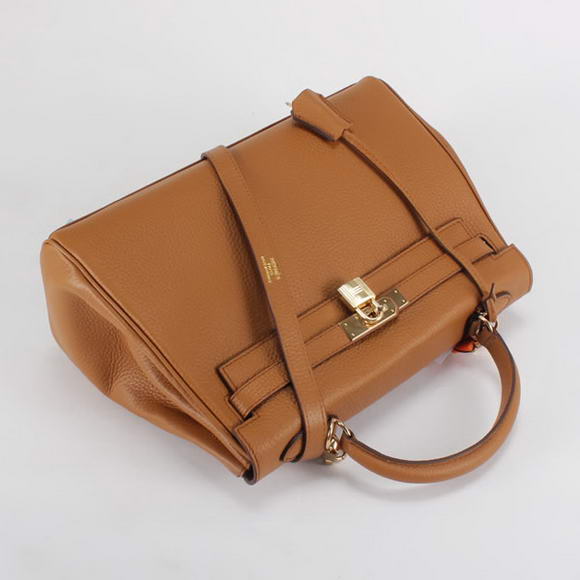 Hermes Kelly 32cm Togo Leather Handbags 6018 Light Coffee Golden