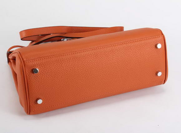 Hermes Kelly 32cm Togo Leather Handbags 6018 Orange Silver