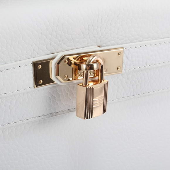 Hermes Kelly 32cm Togo Leather Handbags 6018 White Golden