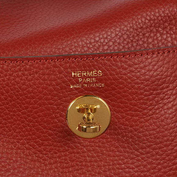 Hermes Lindy 30CM Havanne Handbags 1057 Bordeaux Leather Golden Hardware