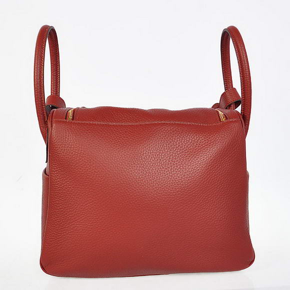 Hermes Lindy 30CM Havanne Handbags 1057 Bordeaux Leather Golden Hardware