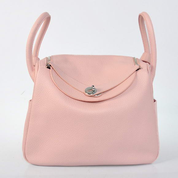 Hermes Lindy 30CM Havanne Handbags 1057 Pink Leather Silver Hardware