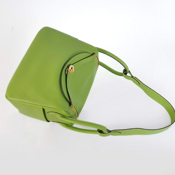 Hermes Lindy 30CM Havanne Handbags 1057 Light Green Leather Golden Hardware