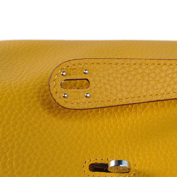 Hermes Lindy 30CM Havanne Handbags 1057 Yellow Leather Silver Hardware