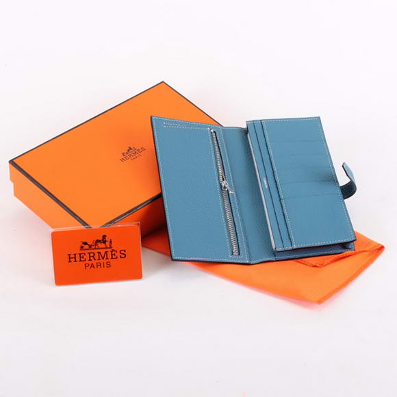 Hermes Bearn Japonaise Bi-Fold A208 Blue