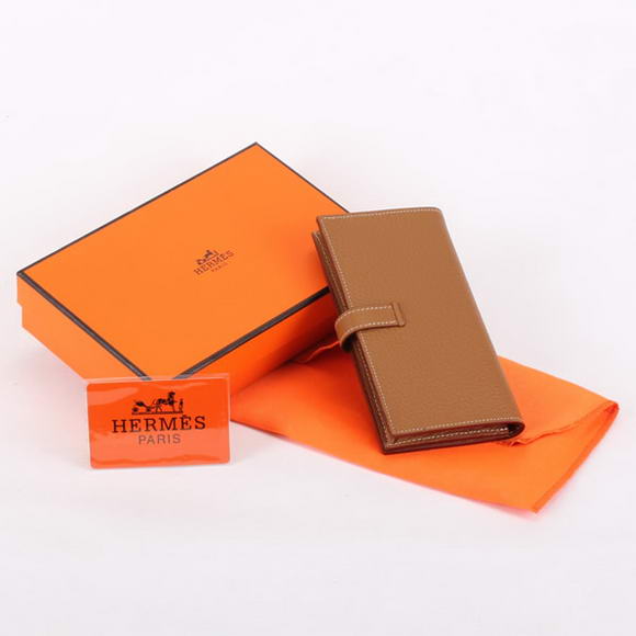 Hermes Bearn Japonaise Bi-Fold A208 Coffee