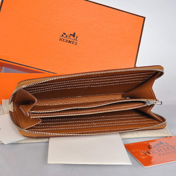 Hermes Evelyn Long Wallet Zip Purse A808 Camel