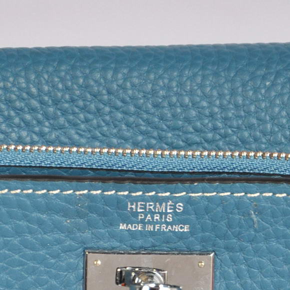 Hermes Kelly Wallet Togo Leather Bi-Fold Purse A708 Blue