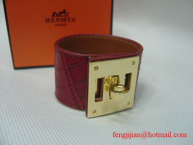 2009 Hermes Red Crocodile Gold Bangle 1171