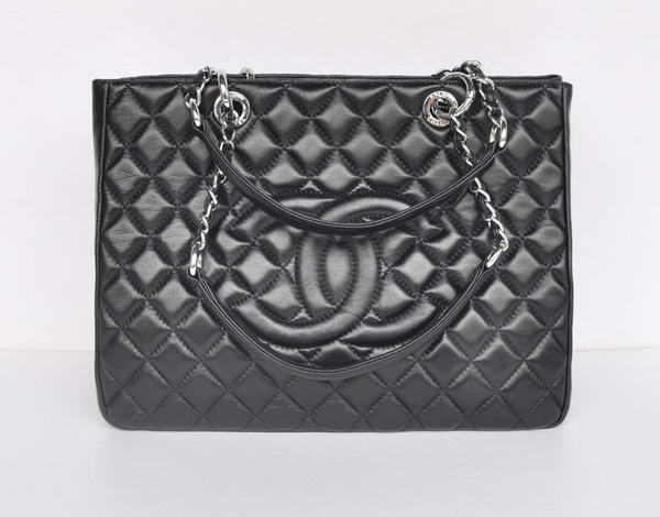 buy Cheap Chanel A50995 Black Sheepskin Leather Shoulder Bag Silver